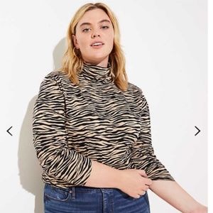 LOFT Plus Tiger Stripe Textured Turtleneck Top